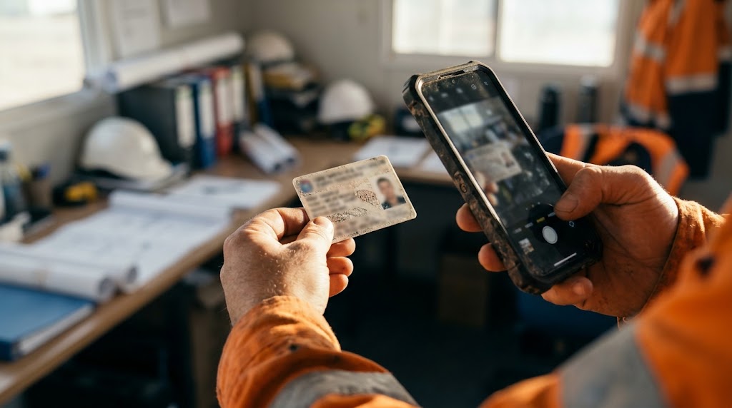 Photographing a licence card for compliance